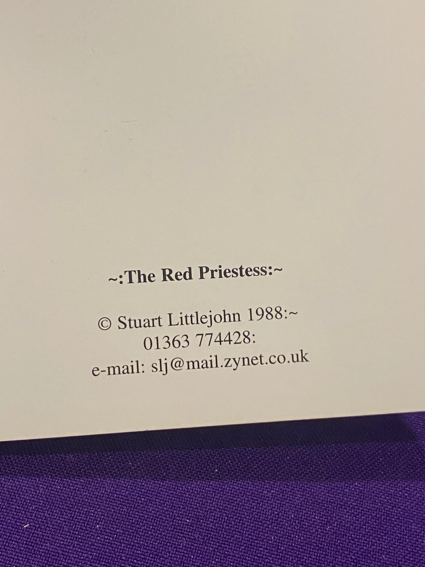 Art Card The Red Priestess by Stuart Littlejohn