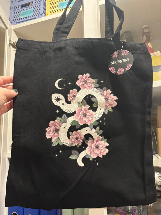 Floral Snake Polycotton Tote Bag