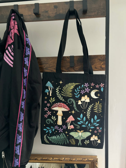 Dark Forest Print Polycotton Tote Bag