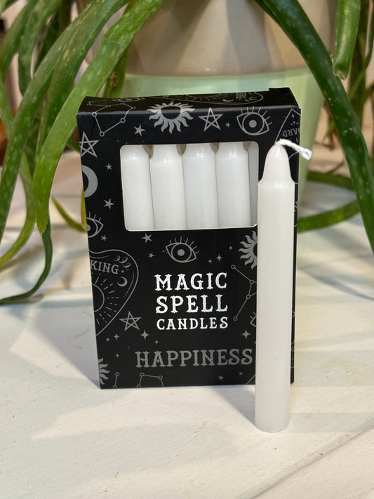 White Spell Candles 12pk - 'Happiness'