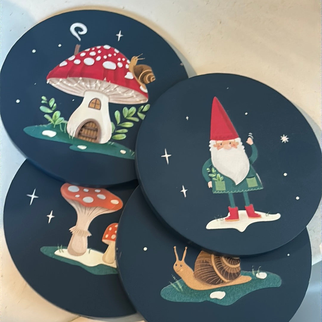 Gnome Sweet Gnome Coasters - 4pk