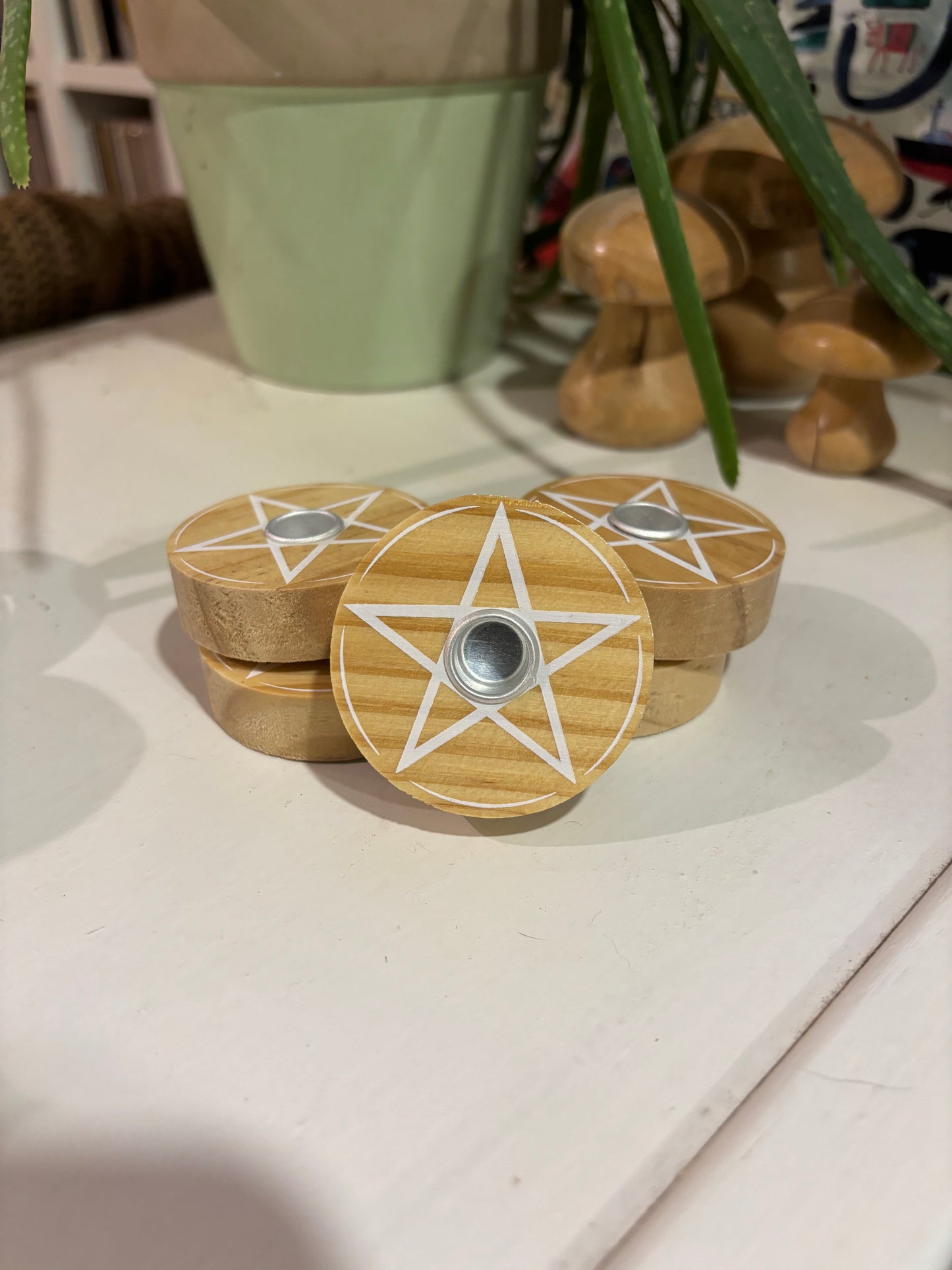 Wooden Spell Candle Holder - Star