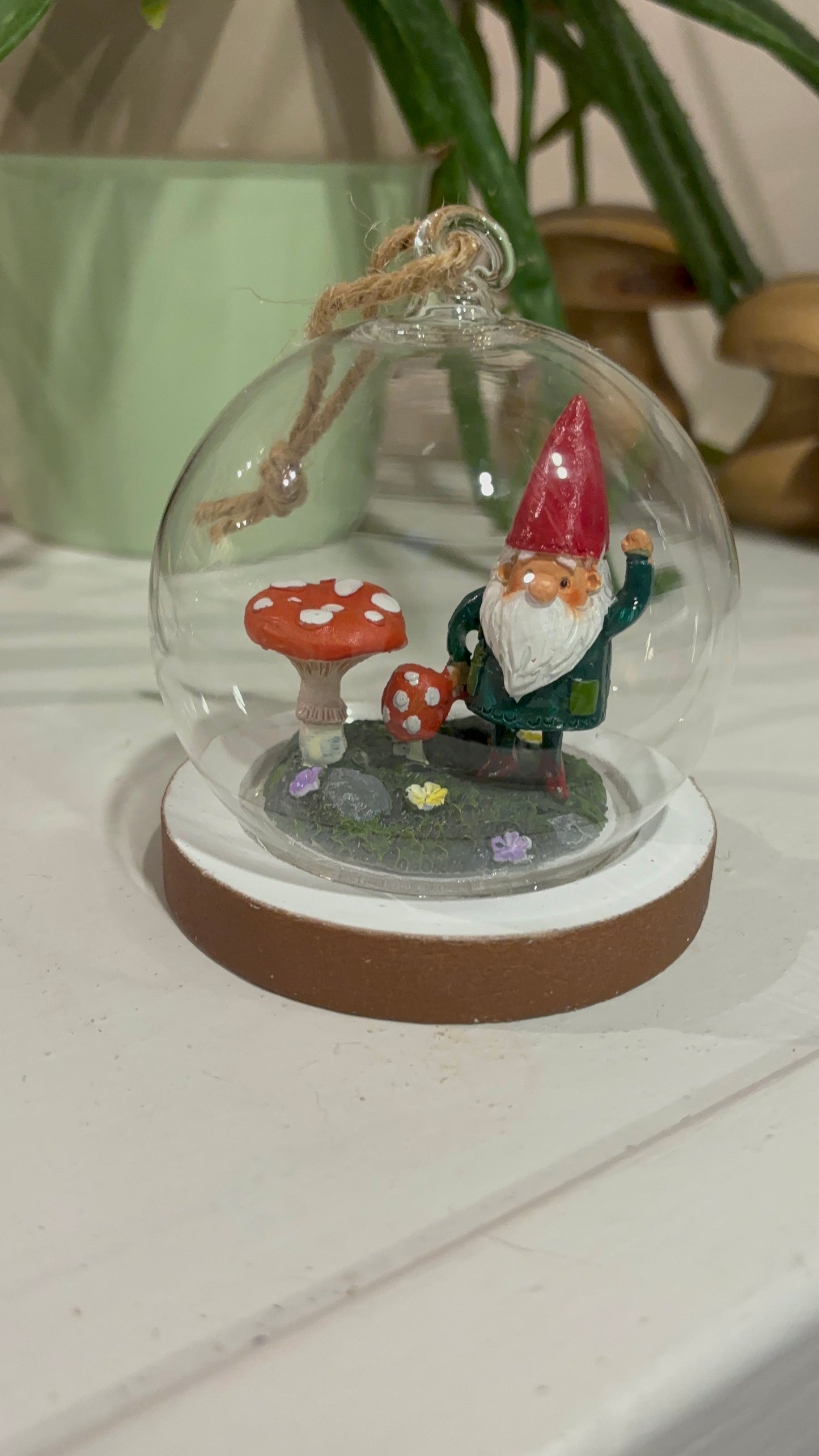 Gnome Glass Dome Hanging Decoration