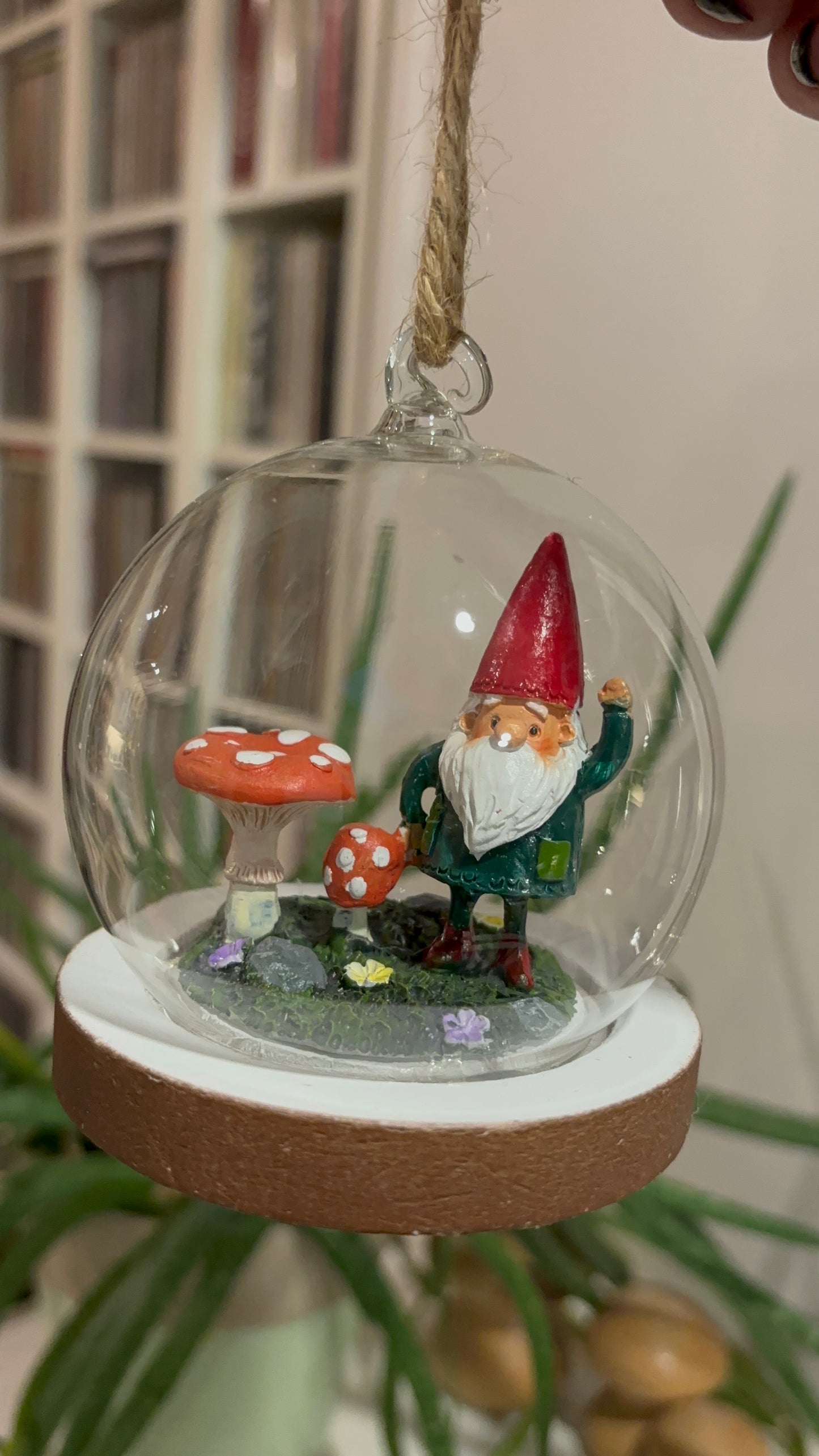 Gnome Glass Dome Hanging Decoration