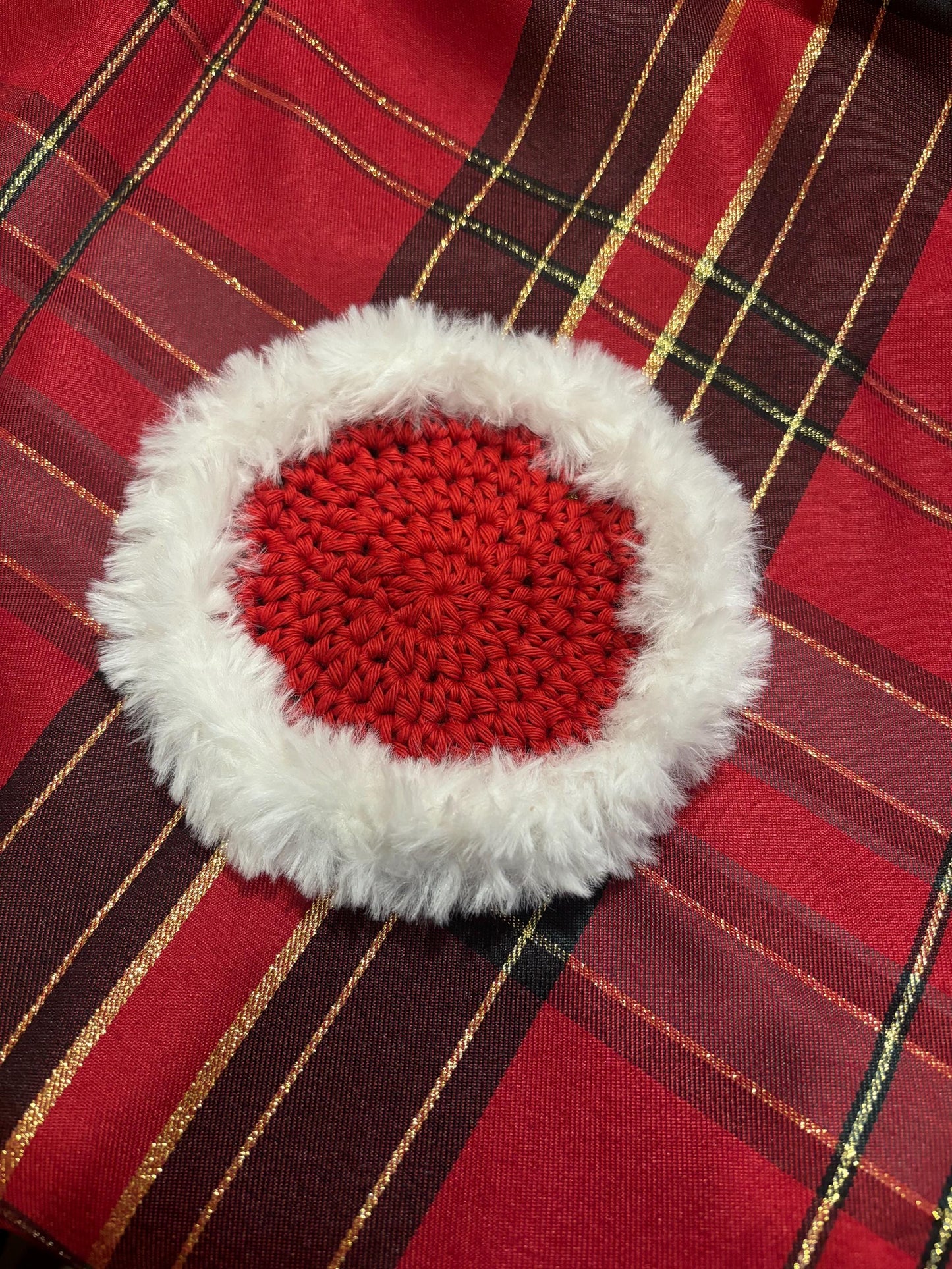 Cotton and Faux Fur Christmas Coaster