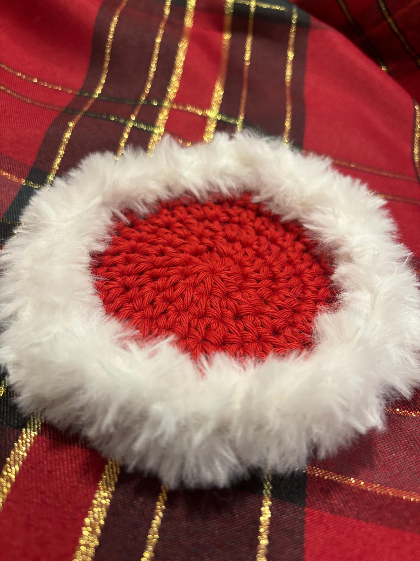 Cotton and Faux Fur Christmas Coaster