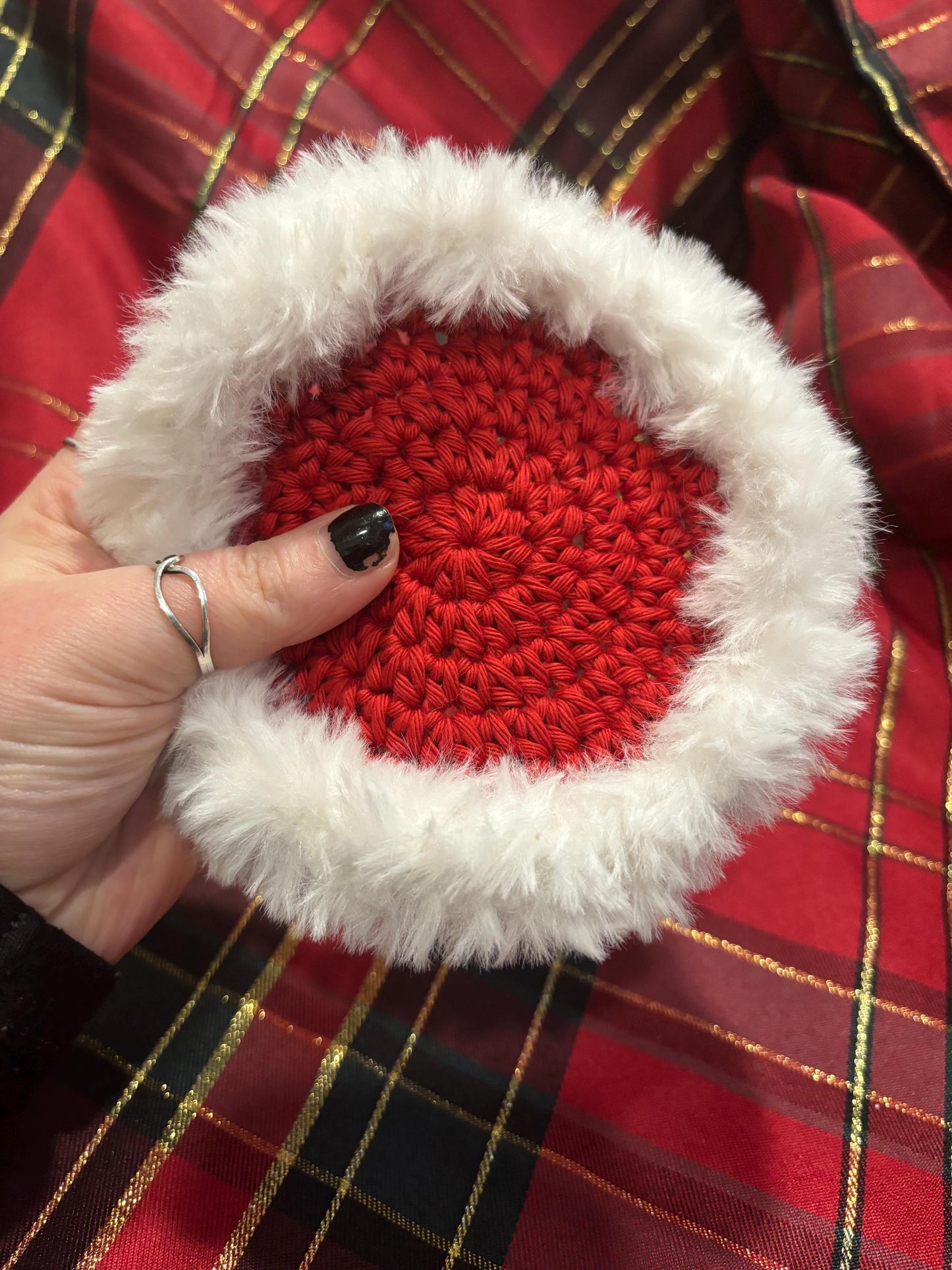 Cotton and Faux Fur Christmas Coaster