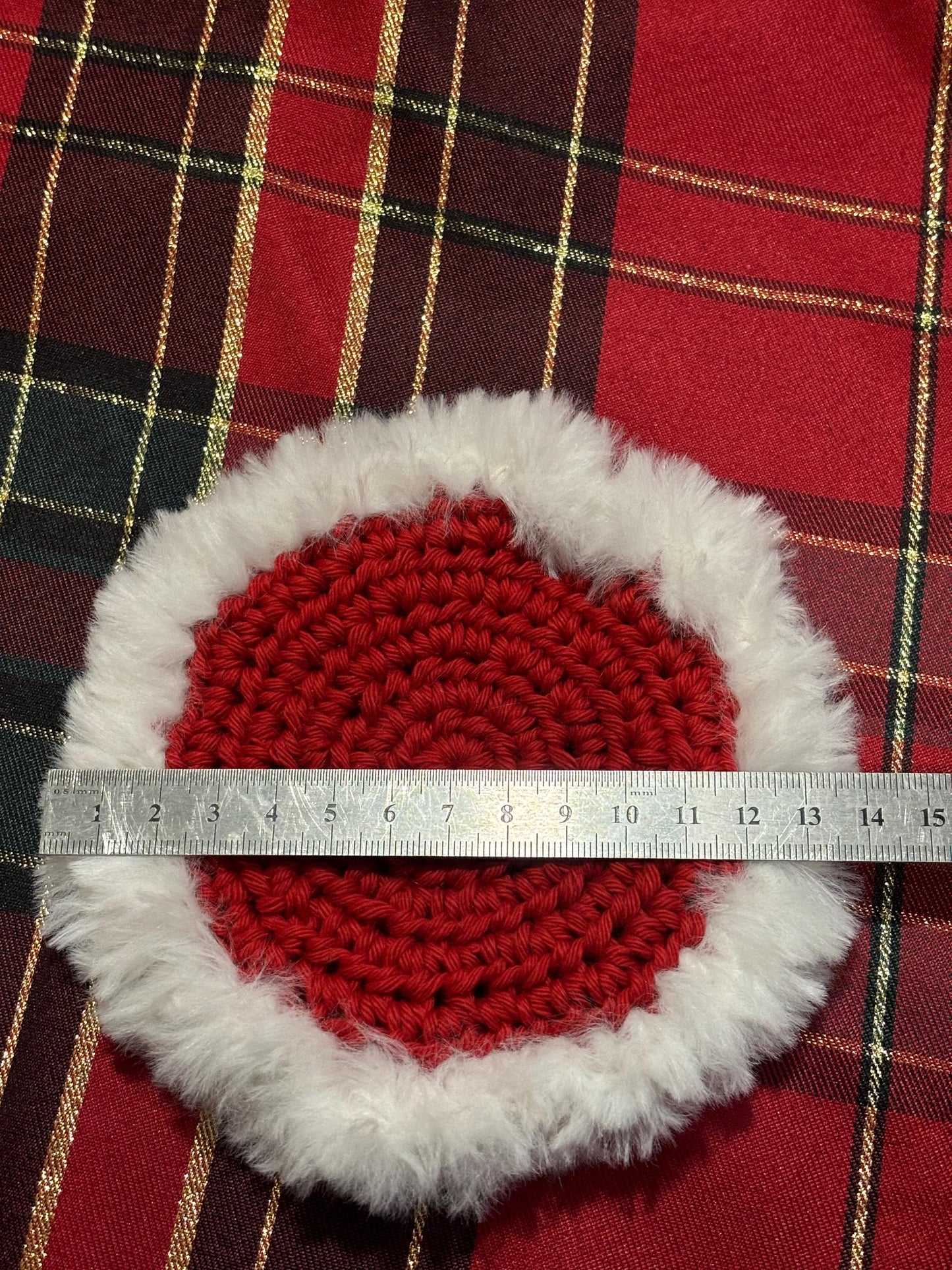 Cotton and Faux Fur Christmas Coaster