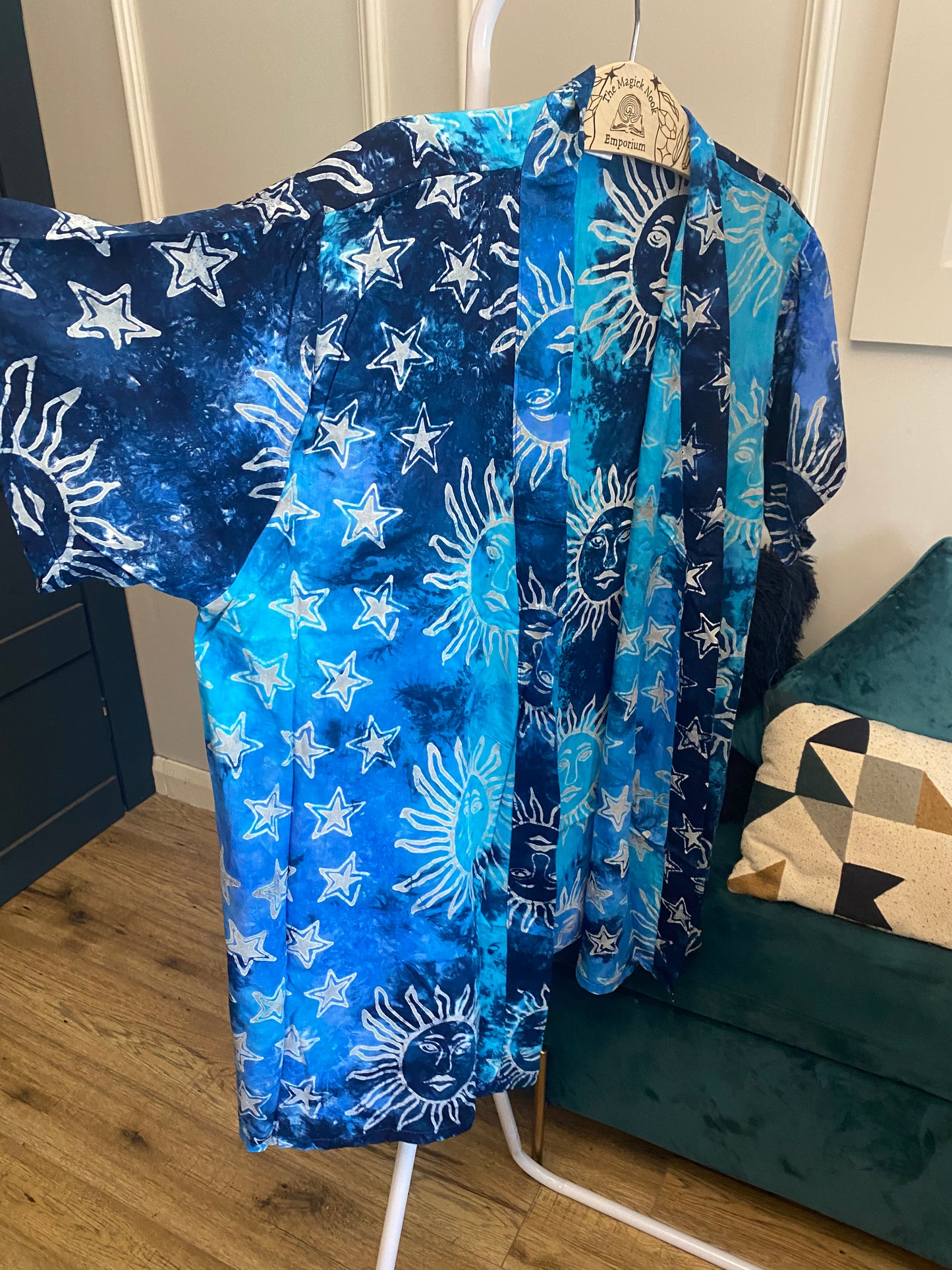 Celestial Open Front Kimono - Blue Multi