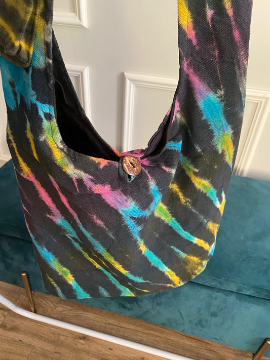 Large Black Tie Dye Bag with Phone Pocket