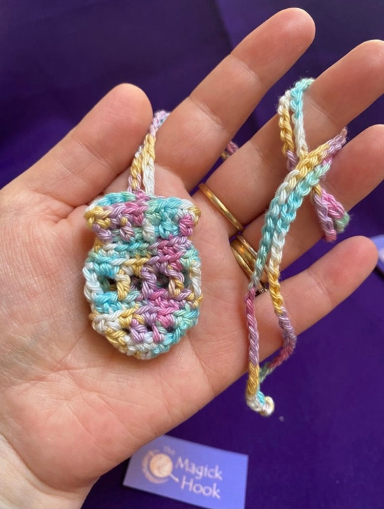 The 'Selene' Crystal Pouch Necklace - Multi coloured