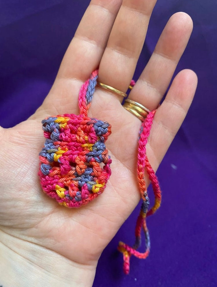 The 'Selene' Crystal Pouch Necklace - Multi coloured
