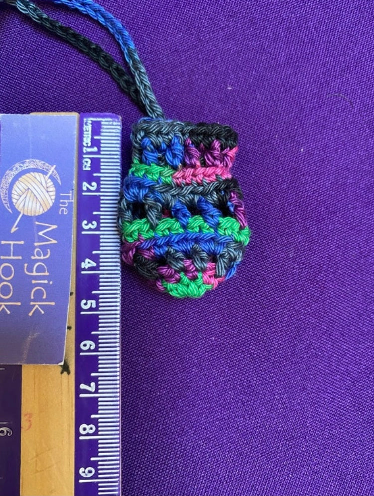 The 'Selene' Crystal Pouch Necklace - Multi coloured