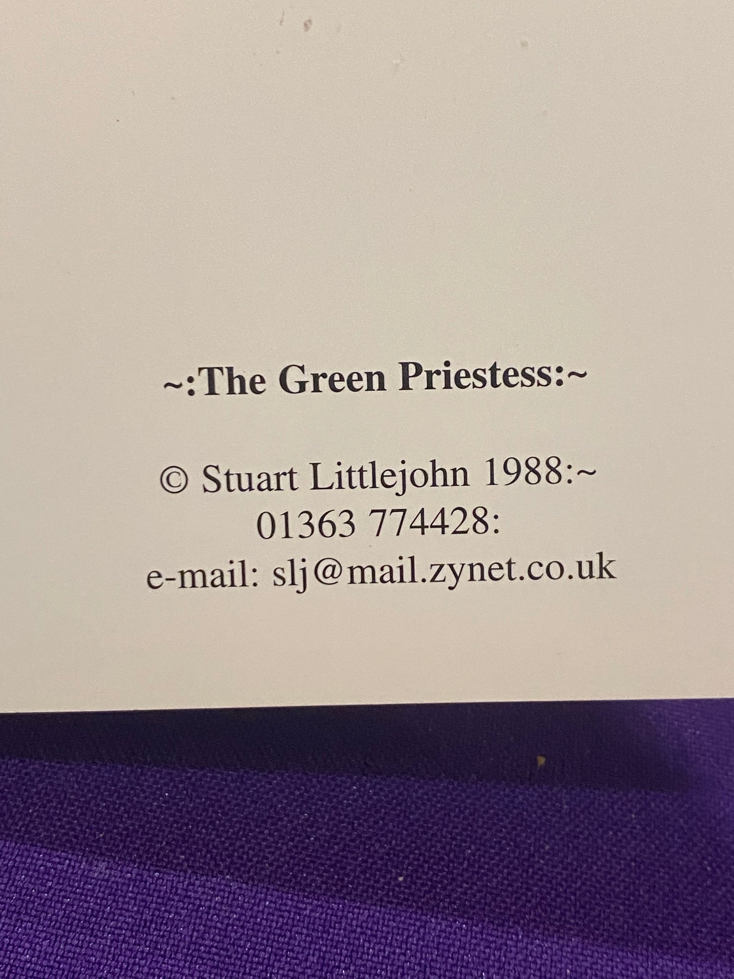 Art Card The Green Priestess by Stuart Littlejohn