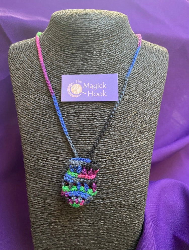 The 'Selene' Crystal Pouch Necklace - Multi coloured