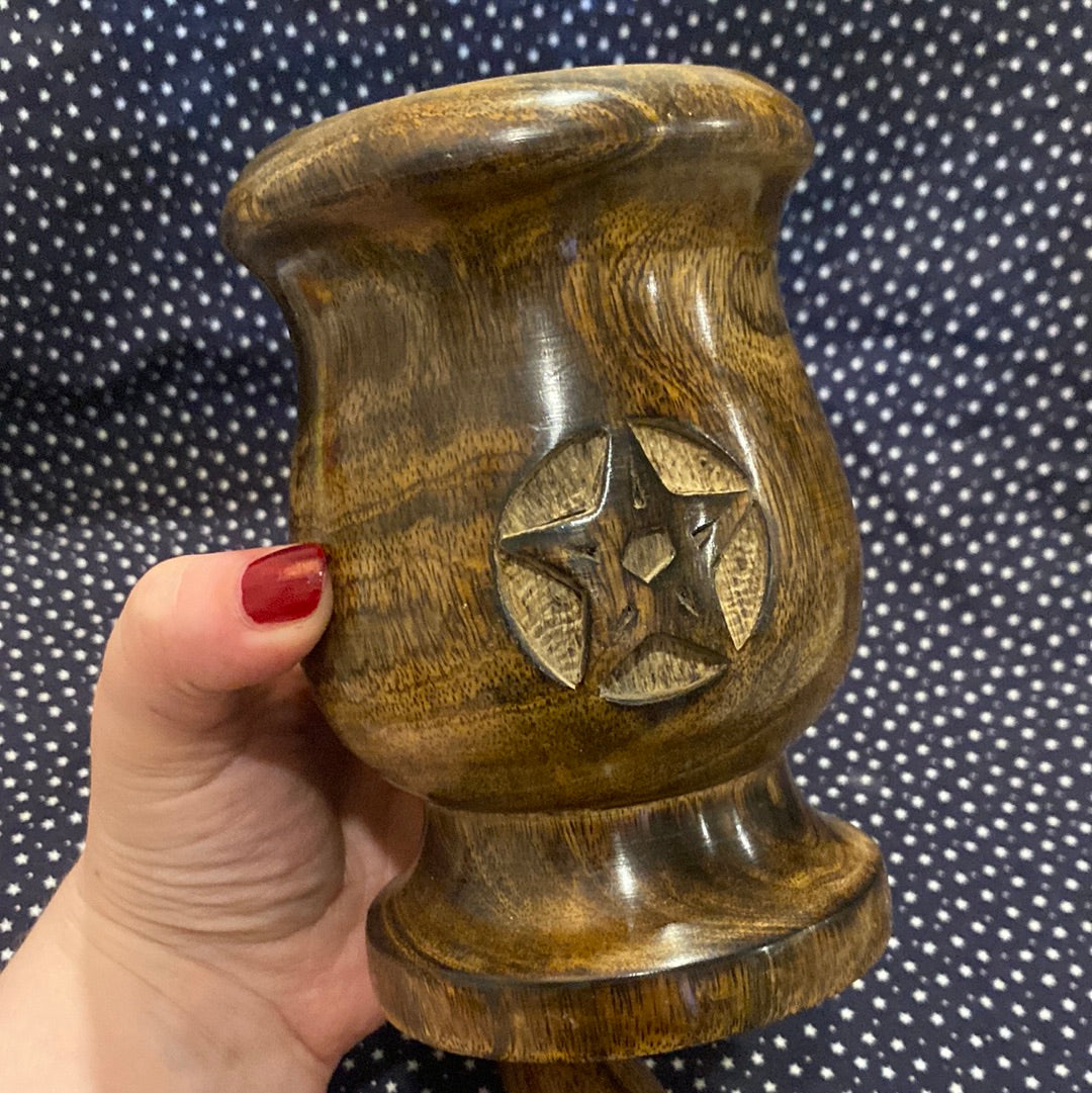 Mango wood Pestle & Mortar - Pentagram
